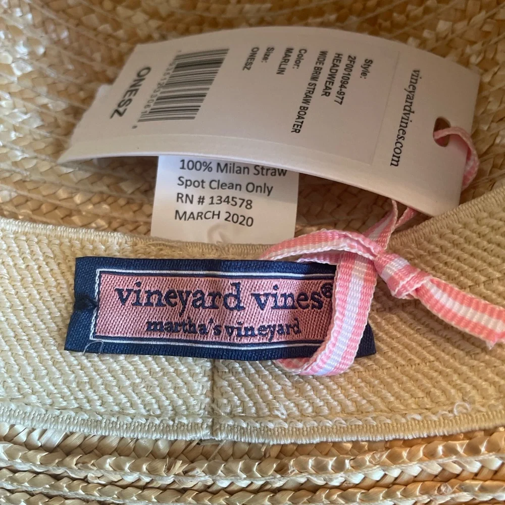 Vineyard Vine Headwear Wide Brim Straw Boater NWT - Picture 5 of 5